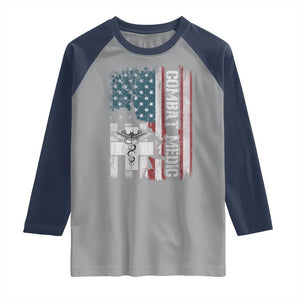 Combat Medic Soldier Raglan Shirt Medical Military American Flag TS11 Sport Gray Navy Print Your Wear