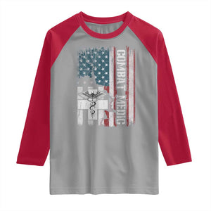 Combat Medic Soldier Raglan Shirt Medical Military American Flag TS11 Sport Gray Red Print Your Wear
