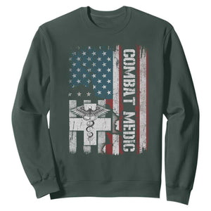 Combat Medic Soldier Sweatshirt Medical Military American Flag TS11 Dark Forest Green Print Your Wear
