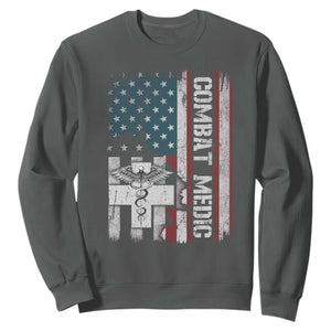 Combat Medic Soldier Sweatshirt Medical Military American Flag TS11 Dark Heather Print Your Wear