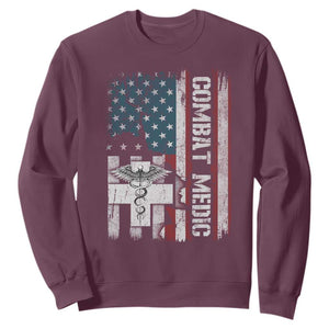 Combat Medic Soldier Sweatshirt Medical Military American Flag TS11 Maroon Print Your Wear