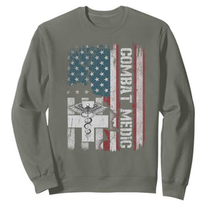 Combat Medic Soldier Sweatshirt Medical Military American Flag TS11 Military Green Print Your Wear