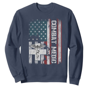 Combat Medic Soldier Sweatshirt Medical Military American Flag TS11 Navy Print Your Wear