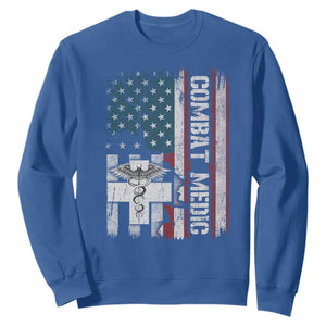 Combat Medic Soldier Sweatshirt Medical Military American Flag TS11 Royal Blue Print Your Wear