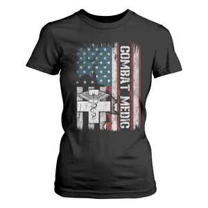 Combat Medic Soldier T Shirt For Women Medical Military American Flag TS11 Black Print Your Wear