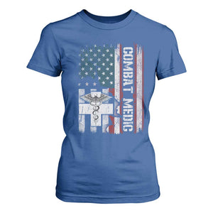 Combat Medic Soldier T Shirt For Women Medical Military American Flag TS11 Royal Blue Print Your Wear
