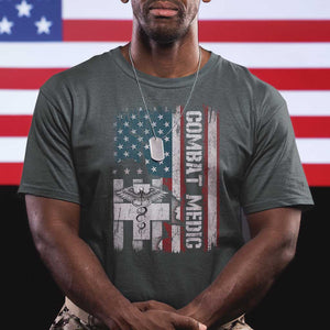 Combat Medic Soldier T Shirt Medical Military American Flag TS11 Dark Heather Print Your Wear