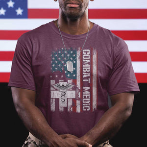 Combat Medic Soldier T Shirt Medical Military American Flag TS11 Maroon Print Your Wear