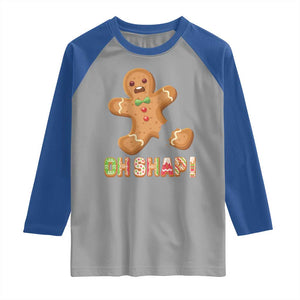 Funny Christmas Gingerbread Raglan Shirt Oh Snap Cookie Baking TS11 Sport Gray Royal Print Your Wear