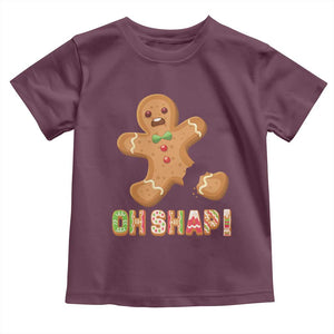 Funny Christmas Gingerbread Toddler T Shirt Oh Snap Cookie Baking TS11 Maroon Print Your Wear