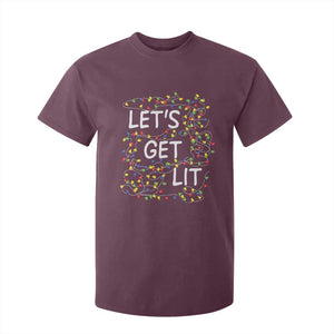 Funny Christmas T Shirt For Kid Let's Get Lit Led Lights Xmas TS11 Maroon Print Your Wear