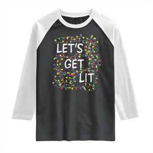 Funny Christmas Raglan Shirt Let's Get Lit Led Lights Xmas TS11 Black White Print Your Wear