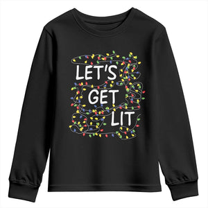 Funny Christmas Youth Sweatshirt Let's Get Lit Led Lights Xmas TS11 Black Print Your Wear