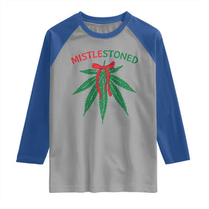 Funny Weed Christmas Raglan Shirt Mistlestoned Mistletoe Led Lights TS11 Sport Gray Royal Print Your Wear
