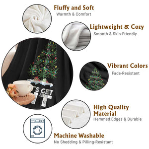 Funny Christmas Weed Throw Blanket Let's Get Lit Weeds Xmas Tree TS11 Print Your Wear