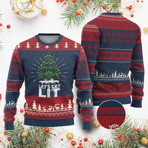 Funny Xmas Weed Ugly Christmas Sweater Let's Get Lit Weeds Xmas Tree TS11 Burgundy Print Your Wear