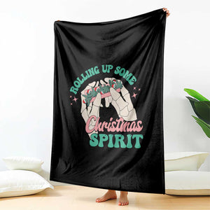 Funny Weed Christmas Throw Blanket Rolling Up Some Christmas Spirit Skeleton Hand TS11 Print Your Wear