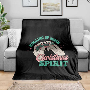 Funny Weed Christmas Throw Blanket Rolling Up Some Christmas Spirit Skeleton Hand TS11 Print Your Wear