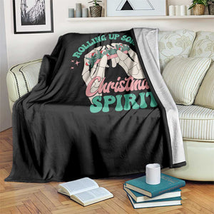 Funny Weed Christmas Throw Blanket Rolling Up Some Christmas Spirit Skeleton Hand TS11 Print Your Wear