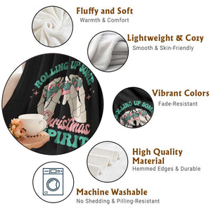 Funny Weed Christmas Throw Blanket Rolling Up Some Christmas Spirit Skeleton Hand TS11 Print Your Wear