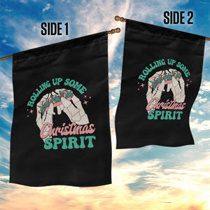Funny Weed Christmas Garden Flag Rolling Up Some Christmas Spirit Skeleton Hand TS11 Print Your Wear