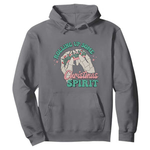 Funny Weed Christmas Hoodie Rolling Up Some Christmas Spirit Skeleton Hand TS11 Charcoal Print Your Wear