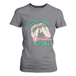 Funny Weed Christmas T Shirt For Women Rolling Up Some Christmas Spirit Skeleton Hand TS11 Charcoal Print Your Wear