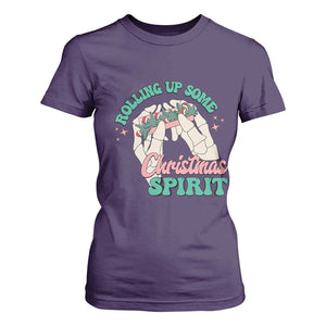 Funny Weed Christmas T Shirt For Women Rolling Up Some Christmas Spirit Skeleton Hand TS11 Purple Print Your Wear