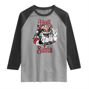 Hail Santa Heavy Metal Christmas Raglan Shirt Krampus Xmas Rock & Roll TS11 Sport Gray Black Print Your Wear