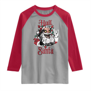 Hail Santa Heavy Metal Christmas Raglan Shirt Krampus Xmas Rock & Roll TS11 Sport Gray Red Print Your Wear