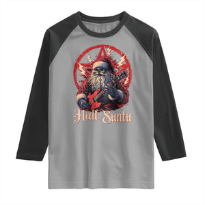 Funny Christmas Hail Santa Raglan Shirt Sleigher Heavy Metal Xmas TS11 Sport Gray Black Print Your Wear