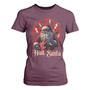 Funny Christmas Hail Santa T Shirt For Women Sleigher Heavy Metal Xmas TS11 Maroon Print Your Wear