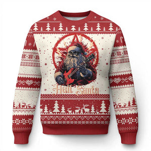 Funny Xmas Hail Santa Ugly Christmas Sweater Sleigher Heavy Metal TS11 Red Print Your Wear