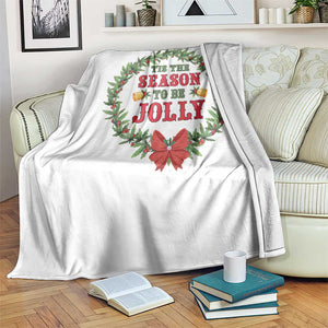 Funny Weed Christmas Throw Blanket Tis The Season To Be Jolly Xmas Wreath TS11 Print Your Wear