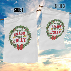 Funny Weed Christmas Garden Flag Tis The Season To Be Jolly Xmas Wreath TS11 Print Your Wear