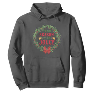 Funny Weed Christmas Hoodie Tis The Season To Be Jolly Xmas Wreath TS11 Dark Heather Print Your Wear