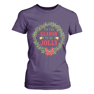 Funny Weed Christmas T Shirt For Women Tis The Season To Be Jolly Xmas Wreath TS11 Purple Print Your Wear