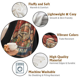 Santa Eating Ramen Noodles Japanese Christmas Throw Blanket TS11 Print Your Wear