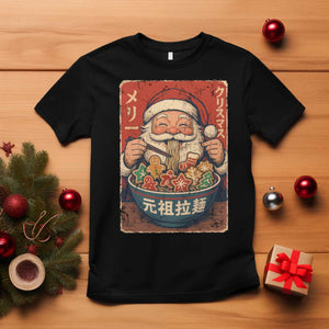 Santa Eating Ramen Noodles Japanese Christmas T Shirt TS11 Black Print Your Wear