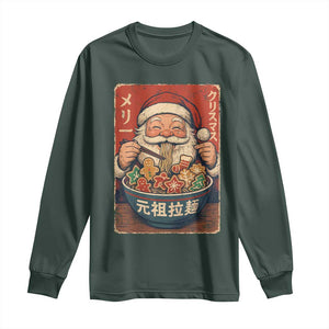 Santa Eating Ramen Noodles Japanese Christmas Long Sleeve Shirt TS11 Dark Forest Green Print Your Wear
