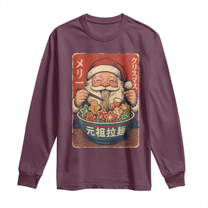 Santa Eating Ramen Noodles Japanese Christmas Long Sleeve Shirt TS11 Maroon Print Your Wear