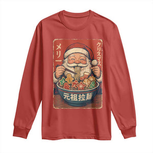 Santa Eating Ramen Noodles Japanese Christmas Long Sleeve Shirt TS11 Red Print Your Wear