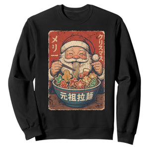 Santa Eating Ramen Noodles Japanese Christmas Sweatshirt TS11 Black Print Your Wear