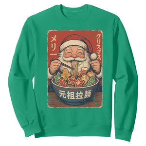 Santa Eating Ramen Noodles Japanese Christmas Sweatshirt TS11 Irish Green Print Your Wear