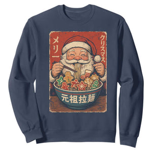Santa Eating Ramen Noodles Japanese Christmas Sweatshirt TS11 Navy Print Your Wear