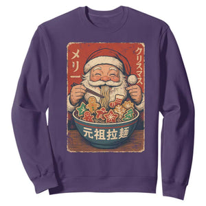 Santa Eating Ramen Noodles Japanese Christmas Sweatshirt TS11 Purple Print Your Wear