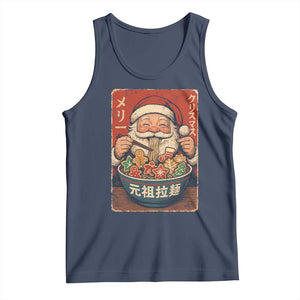 Santa Eating Ramen Noodles Japanese Christmas Tank Top TS11 Navy Print Your Wear