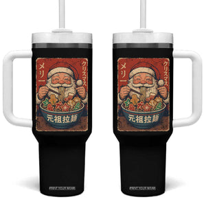 Santa Eating Ramen Noodles Japanese Christmas Tumbler With Handle TS11 One Size: 40 oz Black Print Your Wear