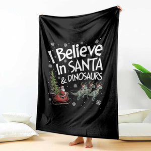 Funny Christmas Dino Throw Blanket I Believe In Santa And Dinosaur TS11 Print Your Wear