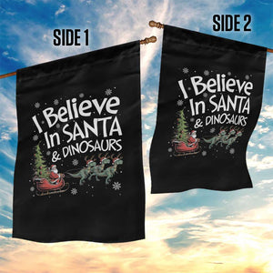 Funny Christmas Dino Garden Flag I Believe In Santa And Dinosaur TS11 Print Your Wear